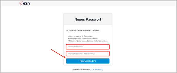 Manager-Anmeldung > Passwort vergessen > neues Passwort vergeben