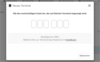 Verwaltung > Terminal App > Code
