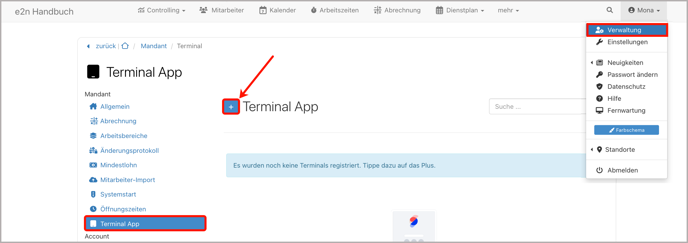 Verwaltung > Terminal App > Registrieren